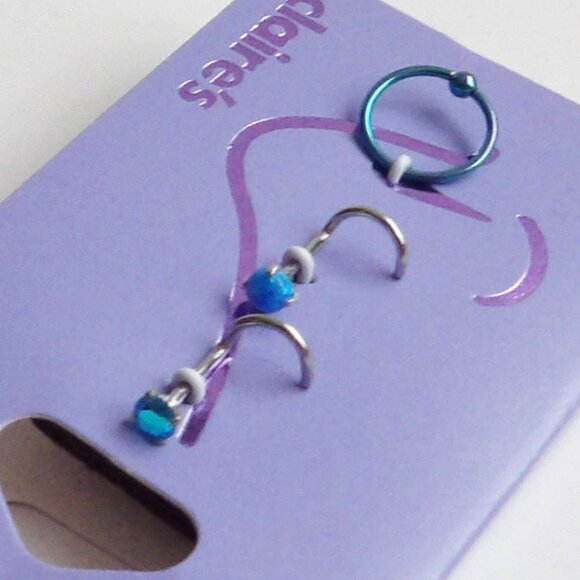 Claire's Bundle of 2 Packages Stainless Steel Nose Jewelry Studs & Hoops New - Picture 6 of 10